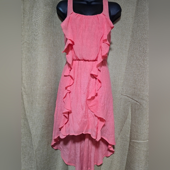 Lily Rose Pink Asymmetrical Ruffled Halter Dress - Picture 1 of 10